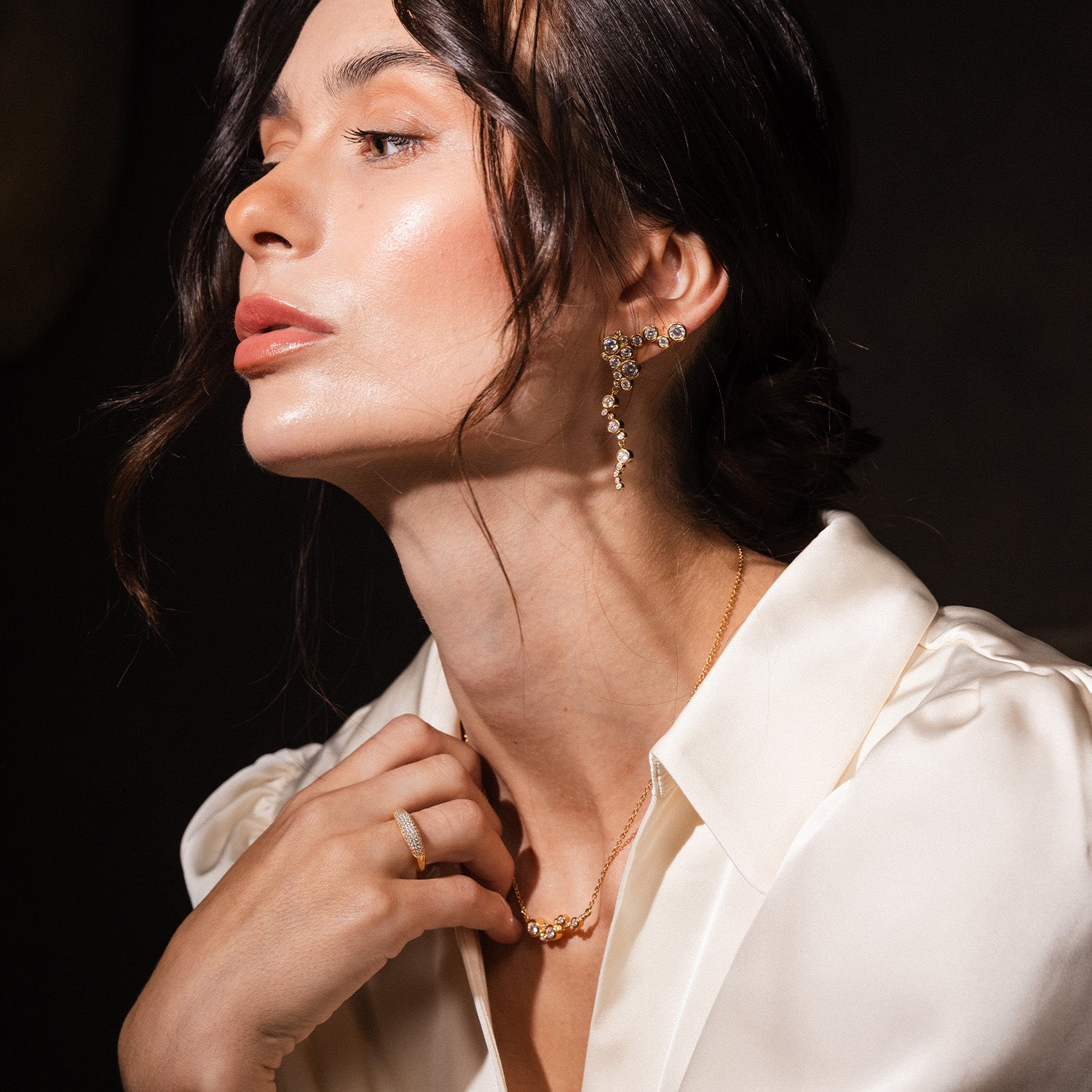 View Jewellery - Grande Tessie øreringe, zirkonia - Forgyldt sølv