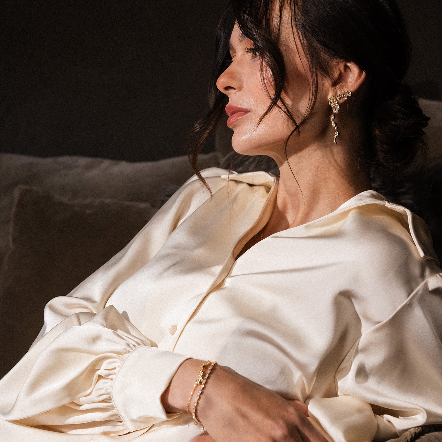 View Jewellery - Grande Tessie øreringe, zirkonia - Forgyldt sølv