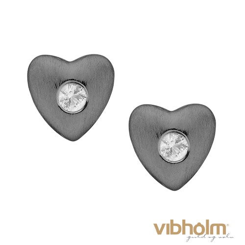 Christina Jewelry & Watches - Secret Topaz Heart Ørestikker - sort ruthineret sølv 671-B13