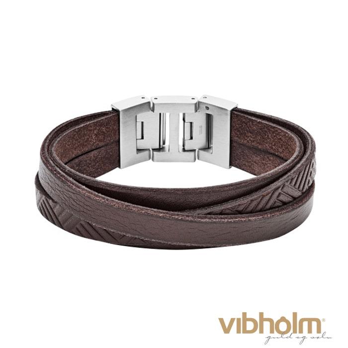 Fossil - Vintage Casual Herrearmbånd - brunt læder/stål JF02999040